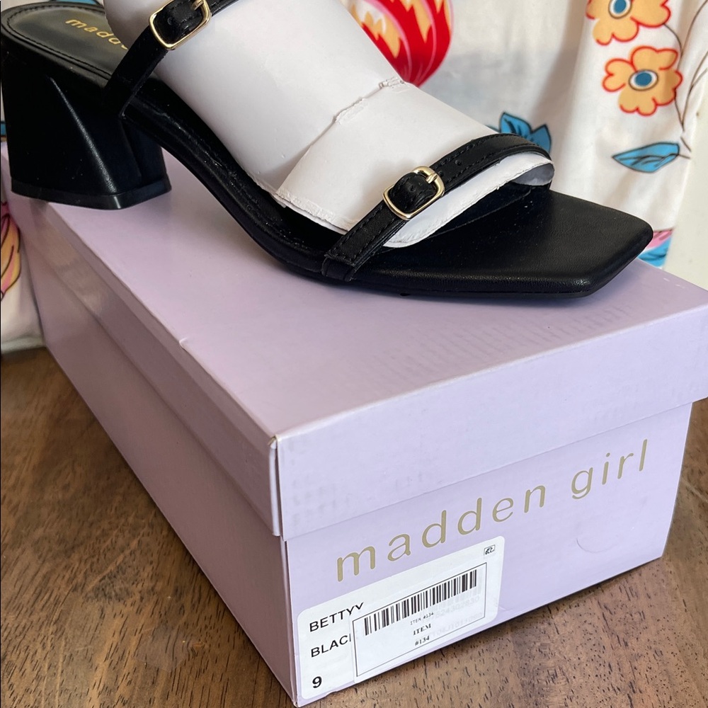 Madden Girl Black Buckle Slide Heels